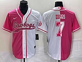 Men's Dallas Cowboys #7 Trevon Diggs Pink White Two Tone With Patch Cool Base Stitched Baseball Jersey,baseball caps,new era cap wholesale,wholesale hats