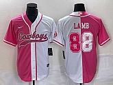 Men's Dallas Cowboys #88 CeeDee Lamb Pink White Two Tone With Patch Cool Base Stitched Baseball Jersey,baseball caps,new era cap wholesale,wholesale hats