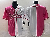 Men's Dallas Cowboys Blank Pink White Split Cool Base Stitched Baseball Jersey,baseball caps,new era cap wholesale,wholesale hats