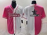 Men's Dallas Cowboys Pink White Split Team Big Logo Cool Base Stitched Baseball Jersey,baseball caps,new era cap wholesale,wholesale hats