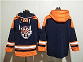 Men's Detroit Tigers Blank Navy Lace-Up Pullover Hoodie