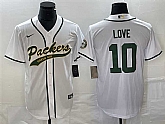 Men's Green Bay Packers #10 Jordan Love White Cool Base Stitched Baseball Jersey,baseball caps,new era cap wholesale,wholesale hats
