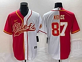 Men's Kansas City Chiefs #87 Travis Kelce Red White Two Tone Cool Base Stitched Baseball Jersey,baseball caps,new era cap wholesale,wholesale hats