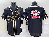 Men's Kansas City Chiefs Big Logo Black Gold Cool Base Stitched Baseball Jersey,baseball caps,new era cap wholesale,wholesale hats