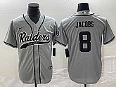 Men's Las Vegas Raiders #8 Josh Jacobs Gray Cool Base Stitched Baseball Jersey,baseball caps,new era cap wholesale,wholesale hats