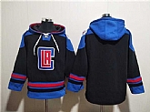 Men's Los Angeles Clippers Blank Black Blue Lace-Up Pullover Hoodie,baseball caps,new era cap wholesale,wholesale hats