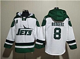 Men's New York Jets #8 Aaron Rodgers White Ageless Must-Have Lace-Up Pullover Hoodie