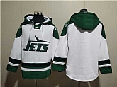 Men's New York Jets Blank White Ageless Must-Have Lace-Up Pullover Hoodie