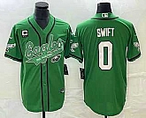 Men's Philadelphia Eagles #0 DAndre Swift Green C Patch Cool Base Stitched Baseball Jersey,baseball caps,new era cap wholesale,wholesale hats