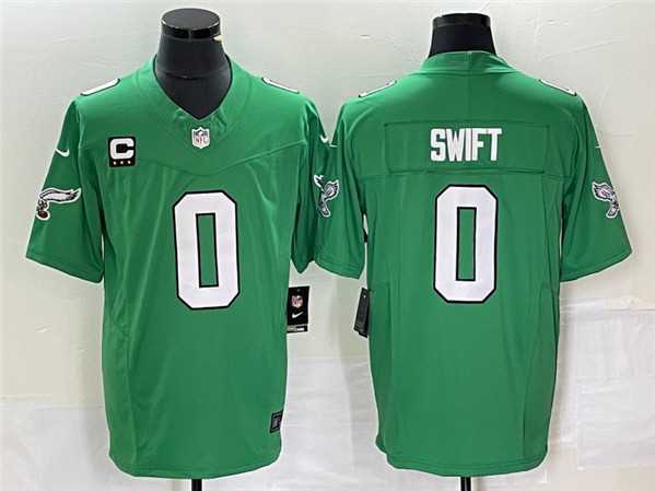 Men's Philadelphia Eagles #0 Swift Green 2023 F.U.S.E. With C Patch Vapor Untouchable Stitched Jersey