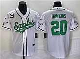 Men's Philadelphia Eagles #20 Brian Dawkins White With C Patch Cool Base Baseball Stitched Jersey,baseball caps,new era cap wholesale,wholesale hats