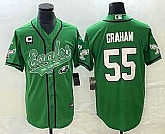 Men's Philadelphia Eagles #55 Brandon Graham Green C Patch Cool Base Stitched Baseball Jersey,baseball caps,new era cap wholesale,wholesale hats