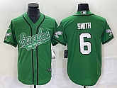 Men's Philadelphia Eagles #6 DeVonta Smith Green Cool Base Stitched Baseball Jersey,baseball caps,new era cap wholesale,wholesale hats