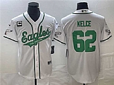 Men's Philadelphia Eagles #62 Jason Kelce White With C Patch Cool Base Stitched Baseball Jersey,baseball caps,new era cap wholesale,wholesale hats