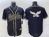 Men's Philadelphia Eagles Black Gold Team Big Logo Cool Base Stitched Baseball Jersey,baseball caps,new era cap wholesale,wholesale hats
