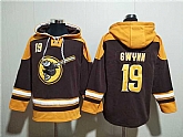 Men's San Diego Padres #19 Tony Gwynn Brown Gold Ageless Must-Have Lace-Up Pullover Hoodie