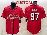 Men's San Francisco 49ers Custom New Red With Patch Cool Base Stitched Baseball Jersey