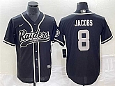 Mens Las Vegas Raiders #8 Josh Jacobs Black Cool Base Stitched Baseball Jersey,baseball caps,new era cap wholesale,wholesale hats