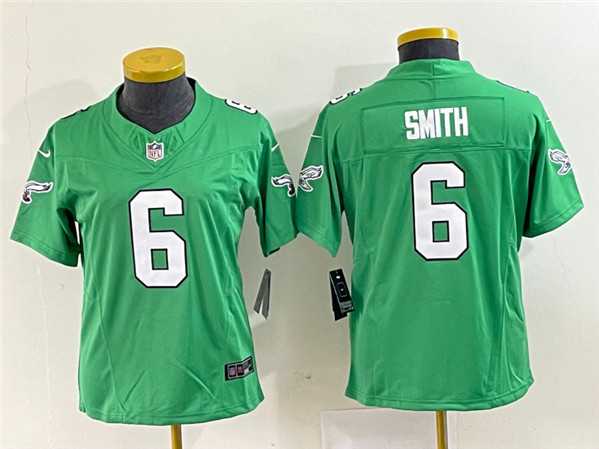 Women's Philadelphia Eagles #6 DeVonta Smith Green 2023 F.U.S.E. Stitched Football Jersey(Run Small)