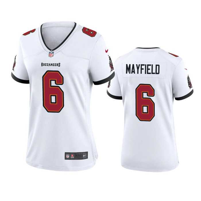 Women's Tampa Bay Buccanee #6 Baker Mayfield White Stitched Game Jersey(Run Small) Dzhi