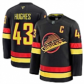 Men's Vancouver Canucks #43 Quinn Hughes Black 2024-25 Alternate Stitched Hockey Jersey Dzhi,baseball caps,new era cap wholesale,wholesale hats