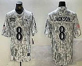 Men's Baltimore Ravens #8 Lamar Jackson Arctic Camo 2024 FUSE Salute to Service Limited Stitched Jersey Dzhi,baseball caps,new era cap wholesale,wholesale hats