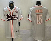 Men's Chicago Bears #15 Rome Odunze White Throwback With Patch Cool Base Stitched Baseball Jersey,baseball caps,new era cap wholesale,wholesale hats