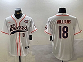 Men's Chicago Bears #18 Caleb Williams Number White Throwback With Patch Cool Base Stitched Baseball Jersey,baseball caps,new era cap wholesale,wholesale hats