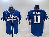 Men's Dallas Cowboys #11 Micah Parsons Light Blue Stitched Cool Base Nike Baseball Jersey,baseball caps,new era cap wholesale,wholesale hats