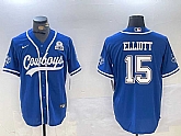 Men's Dallas Cowboys #15 Ezekiel Elliott Light Blue With 1960 Patch Cool Base Stitched Baseball Jersey,baseball caps,new era cap wholesale,wholesale hats