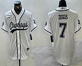 Men's Dallas Cowboys #7 Trevon Diggs White With Navy Name Cool Base Stitched Baseball Jersey,baseball caps,new era cap wholesale,wholesale hats