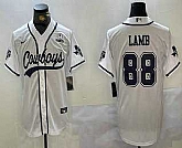 Men's Dallas Cowboys #88 CeeDee Lamb White With 1960 Patch Cool Base Stitched Baseball Jersey,baseball caps,new era cap wholesale,wholesale hats