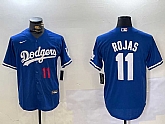 Men's Los Angeles Dodgers #11 Miguel Rojas Number Blue Cool Base Stitched Jersey,baseball caps,new era cap wholesale,wholesale hats