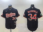 Men's Los Angeles Dodgers #34 Fernando Valenzuela Black Rainbow Mexico Cool Base Stitched Fashion Jersey,baseball caps,new era cap wholesale,wholesale hats