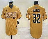 Men's New Orleans Saints #32 Tyrann Mathieu Yellow Nola Baseball Jersey,baseball caps,new era cap wholesale,wholesale hats