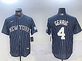 Men's New York Yankees #4 Lou Gehrig Navy Pinstripe Fashion Cool Base Jersey,baseball caps,new era cap wholesale,wholesale hats