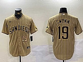 Men's San Diego Padres #19 Tony Gwynn Khaki Team Logo Cool Base Jerseys,baseball caps,new era cap wholesale,wholesale hats