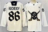 Men's Tampa Bay Lightning #86 Nikita Kucherov 2024-25 White Gasparilla Inspired Pirate-Themed Warmup Stitched Jersey,baseball caps,new era cap wholesale,wholesale hats