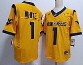 Men's West Virginia Mountaineers #1 Jahiem White Yellow FUSE College Stitched Jersey,baseball caps,new era cap wholesale,wholesale hats