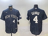 Mens New York Yankees #4 Lou Gehrig Navy Pinstripe Fashion Cool Base Jersey,baseball caps,new era cap wholesale,wholesale hats