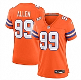 Women's Denver Broncos #99 Zach Allen Orange Mile High Collection 1977 Throwback Stitched Jersey Dzhi,baseball caps,new era cap wholesale,wholesale hats