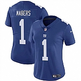 Women's New York Giants #1 Malik Nabers Blue Vapor Stitched Jersey Dzhi,baseball caps,new era cap wholesale,wholesale hats