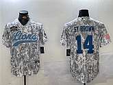 Men's Detroit Lions #14 Amon-Ra St. Brown 2024 Arctic Camo Salute To Service Stitched Baseball Jersey,baseball caps,new era cap wholesale,wholesale hats