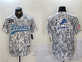 Men's Detroit Lions Team Big Logo 2024 Arctic Camo Salute To Service Stitched Baseball Jersey,baseball caps,new era cap wholesale,wholesale hats