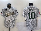 Men's Green Bay Packers #10 Jordan Love 2024 Arctic Camo Salute To Service Stitched Baseball Jersey,baseball caps,new era cap wholesale,wholesale hats