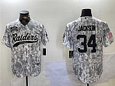 Men's Las Vegas Raiders #34 Bo Jackson 2024 Arctic Camo Salute To Service Stitched Baseball Jersey,baseball caps,new era cap wholesale,wholesale hats