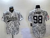 Men's Las Vegas Raiders #98 Maxx Crosby 2024 Arctic Camo Salute To Service Stitched Baseball Jersey,baseball caps,new era cap wholesale,wholesale hats