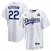 Men's Los Angeles Dodgers #22 Clayton Kershaw White 2024 World Series Cool Base Stitched Jersey Dzhi,baseball caps,new era cap wholesale,wholesale hats