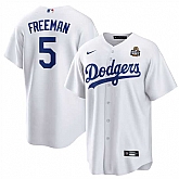 Men's Los Angeles Dodgers #5 Freddie Freeman White 2024 World Series Cool Base Stitched Jersey Dzhi,baseball caps,new era cap wholesale,wholesale hats