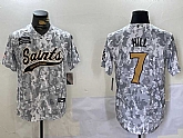 Men's New Orleans Saints #7 Taysom Hill Arctic Camo 2024 Salute to Service Stitched Baseball Jersey,baseball caps,new era cap wholesale,wholesale hats